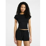 Sleep Ribbed Tee and Shorts Set, 2-Piece, Womens XXS-3X