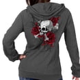 thumbnail image 2 of Hot Leathers GLZ4525 Ladies Skull Roses Dark Gray Hooded Sweatshirt 2X-Large, 2 of 2