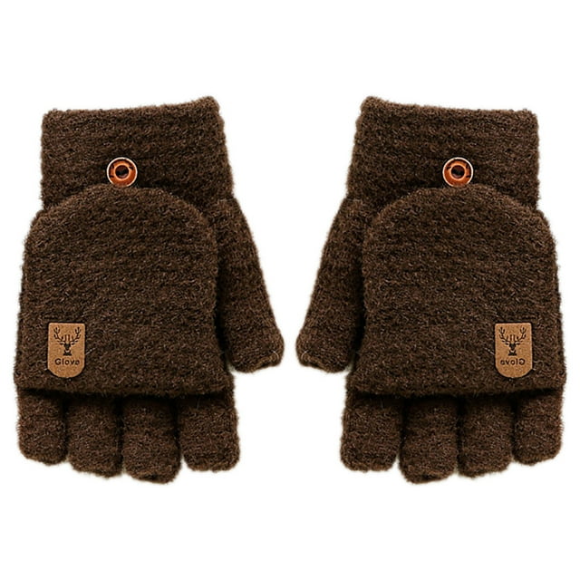 Gants d'Hiver pour Hommes Mignons Chauds Gants Sans Doigts avec Couvre-Mitaines