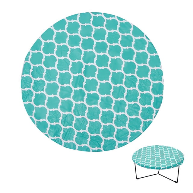 Fitted Vinyl Table Cloth Cover Elastic Edged Flannel Backed Waterproof Wipeable Tablecloth for 43”-56” Tables