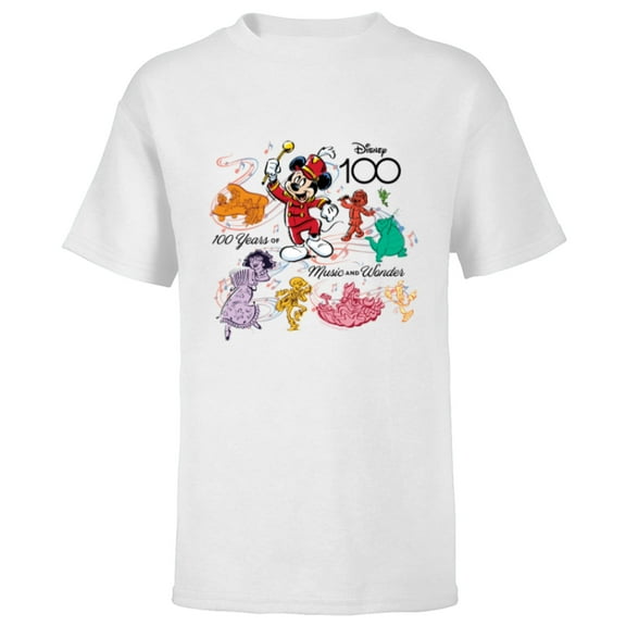 Disney 100 Years of Music and Wonder Color Fill Tunes D100 - Short Sleeve T-Shirt for Kids - Customized-White