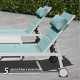 thumbnail image 5 of Domi Patio Chaise Lounge Set of 3, Adjustable Full Aluminum Pool Lounge Chairs with Wheels and Side Table, Padded Sunbathing Lounger for Deck Lawn Patio Backyard,Textilene - Turquoise Blue, 5 of 6
