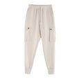 thumbnail image 4 of Pantalones largos para hombre, moda informal, lisos, cintura elástica con bolsillos, pantalones deportivos para hombre, 4 of 4