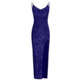 thumbnail image 3 of WEAIXIMIUNG Carnaval Femme Décolleté Profond Paillettes Portefeuille Froncé Sans Manches Robe de Soirée de Boîte de Nuit, 3 of 5