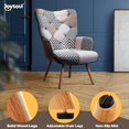 thumbnail image 3 of Onbeam Living Room Accent Chair Modern High Back Arm Chair, Grey Plaid Chairs for Bedroom Waiting Room, 3 of 6