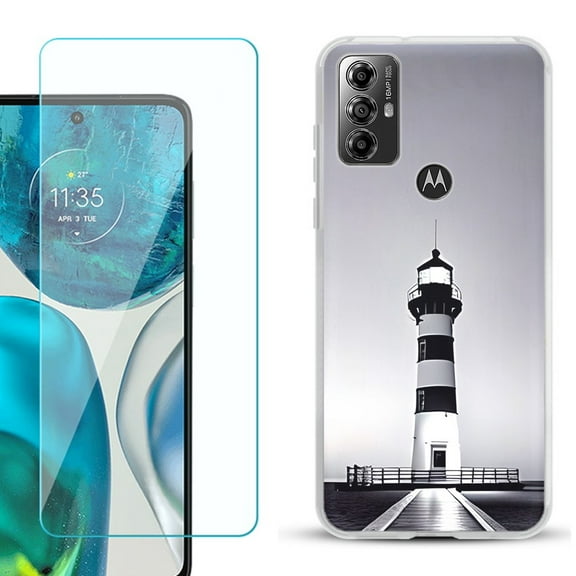 OneToughShield ® for Motorola Moto G Play 2023 Shockproof Fashion Phone Case, with Tempered Glass Screen Protector - Lighthouse