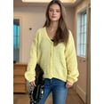 thumbnail image 5 of Women'S Fall Fashion Button Down Cardigan Sweater Loose Casual Cable Knit Sweater Coat Yellow S, 5 of 9