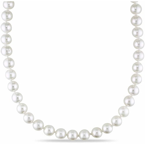 AAA 7-8mm White Natural  Akoya Fresh water Pearl Necklace 18” 925 silver Clasp 