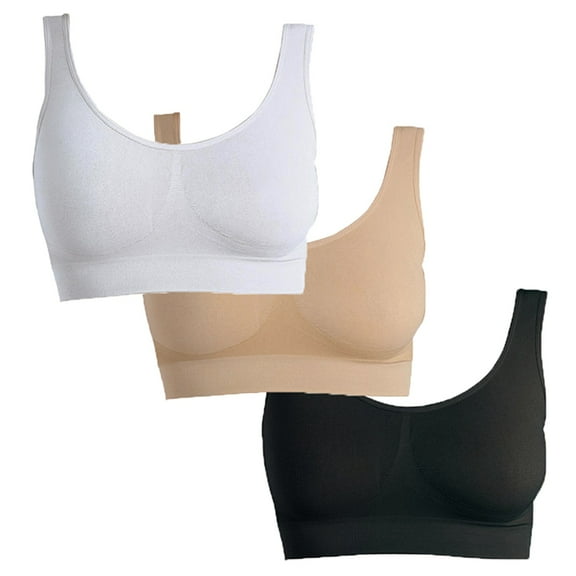 SUYOLL Women's BrassiereWire Free Round Neck Solid Color Beautiful Back Comfortable Bustiers Top Wireless Soft Bra Soft Everyday Bralettes