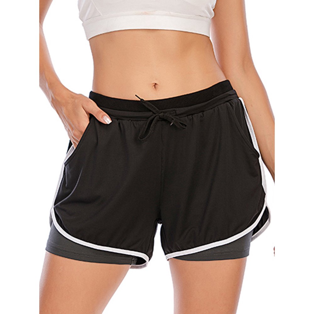 Dodoing Women's Yoga Shorts Butt Lift Shorts Double layer Running