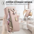 thumbnail image 5 of 2 in 1 Wallet Case for Apple iPhone 16 Pro Max, Detachable Magnetic Back Cover Cards Slots Zipper Pocket Ring Holder Magnetic Closure Protective Drop Proof Case Cover for iPhone 16 Pro Max, Pink, 5 of 11