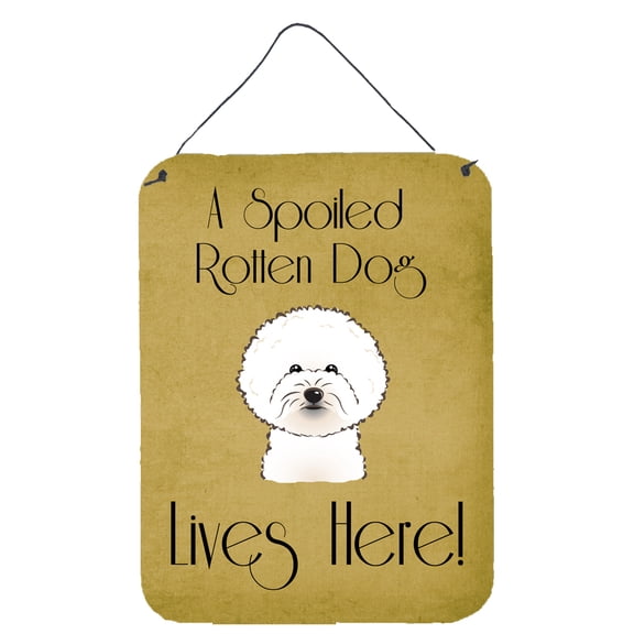 Caroline's Treasures BB1465DS1216 Bichon Frise Spoiled Dog Lives Here Wall or Door Hanging Prints, 12x16, multicolor