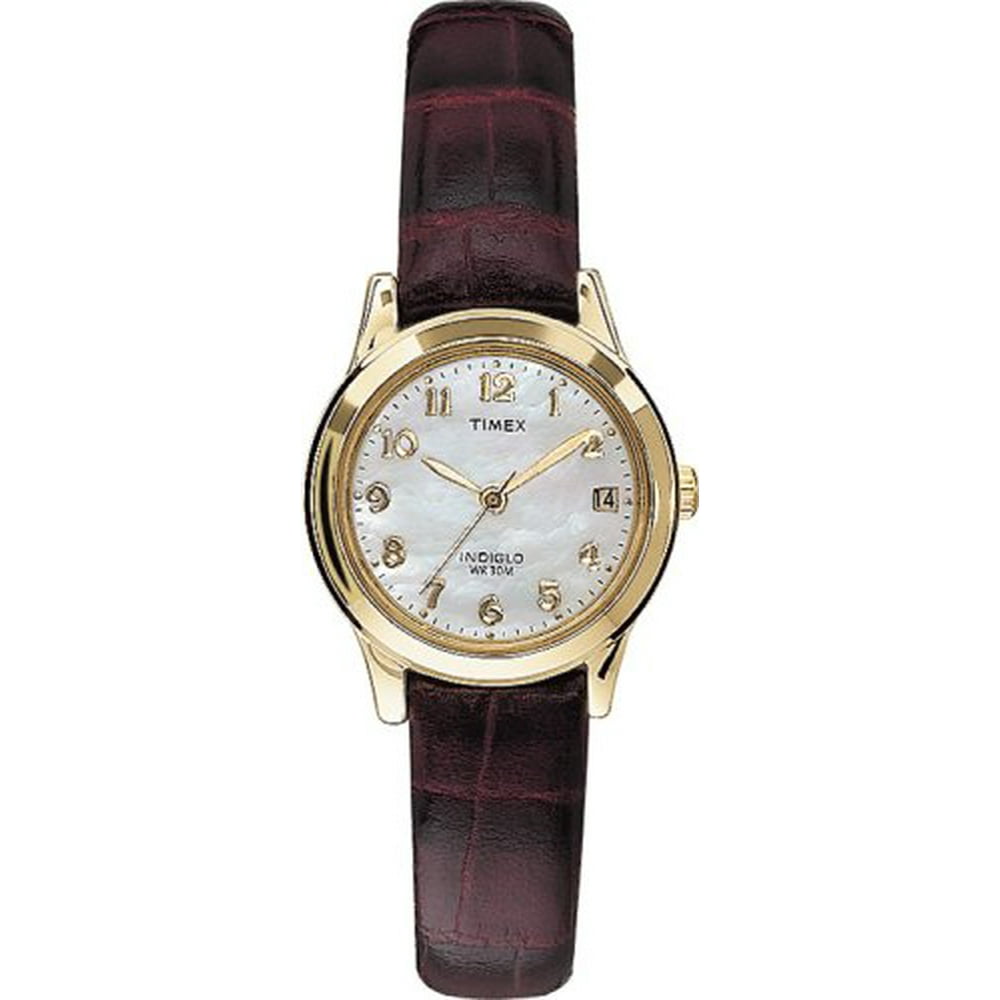 Timex Women's T21693 Elevated Classics Dress Burgundy Leather Strap