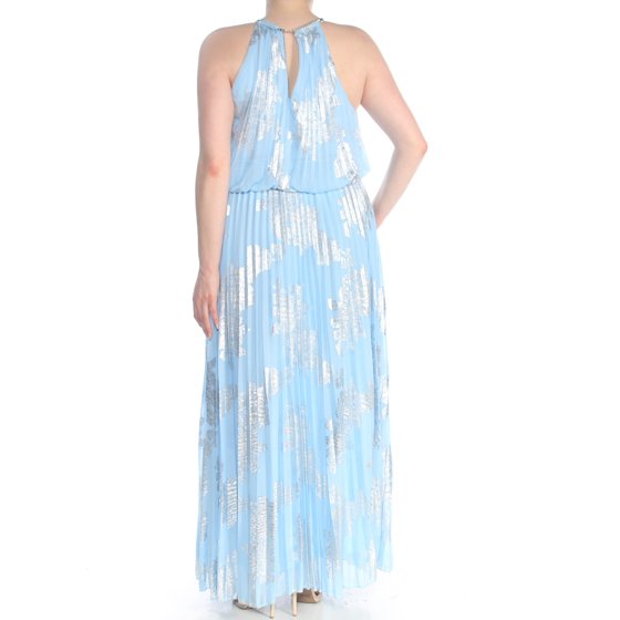 msk pleated blouson halter gown