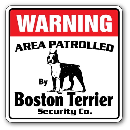 BOSTON TERRIER Security Decal Area Patrolled pet dog owner puppy breeder