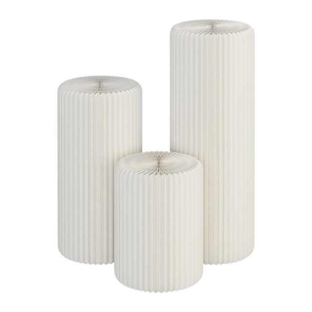 twisto Cylinder Pedestal Stand Foldable Cake Stand Prop Countertop Display Plinth Pillar Round Riser Table for Flower Dressing Room 3Pcs 38cm 58cm 78cm