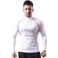 thumbnail image 1 of Traje de fitness para hombre, otoño e invierno, cuello alto elástico, ropa ajustada, camiseta sudorosa de secado rápido, ropa deportiva para correr, 1 of 5