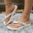 thumbnail image 2 of Women's Lightweight Flip Flops Open Toe Non Slip Shower Sandals Soft Soles Quick Drying Slides for Pool Beach Beige Size 7, 2 of 6