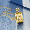 thumbnail image 2 of Gem Stone King 18K Yellow Gold Plated Silver Yellow Citrine Pendant Necklace for Women (6.78 Cttw, Gemstone November Birthstone, Emerald Cut Checkerboard 14X10MM, with 18 inch Silver Chain), 2 of 4
