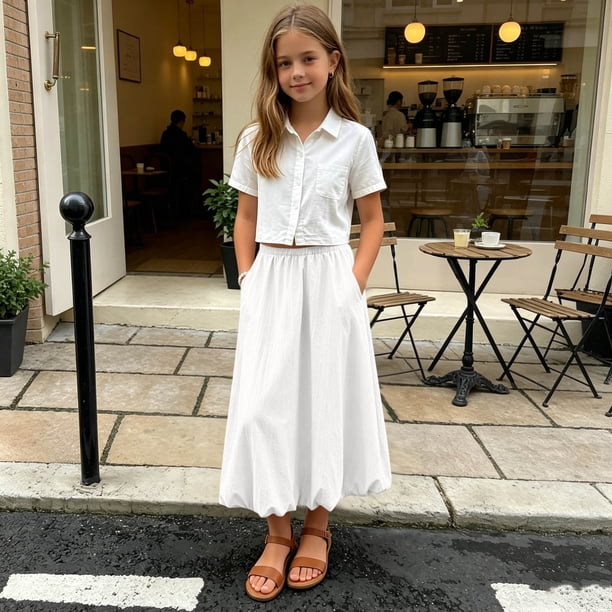 DJDLJWCJ Teen Girls Skirt Long Length Elastic Waist A Line Summer