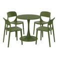 thumbnail image 4 of WestinTrends Playa 5-Piece Round Metal Bistro Dining Table Set And Stackable Resin Patio Dining Side Chairs, Olive Green, 4 of 14