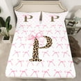thumbnail image 2 of Castle Fairy Female Men Adults Personalized Initial Bowtie P Twin Sheet Sets 3pcs,Animal Cheetah Print Twin Fitted Sheet Microfiber,Dreamy Princess Breathable Flat Sheet,Lightweight Room Decor, 2 of 7