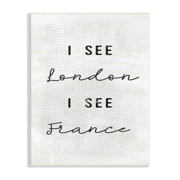The Stupell Home Decor Collection Black and White I See London I See France Textured Typography Wall Plaque Art