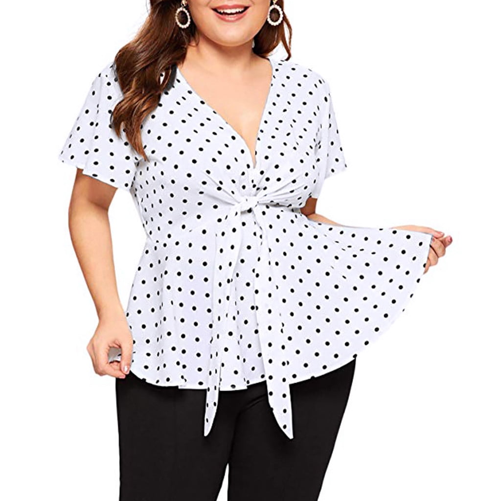 black and white polka dot shirt plus size