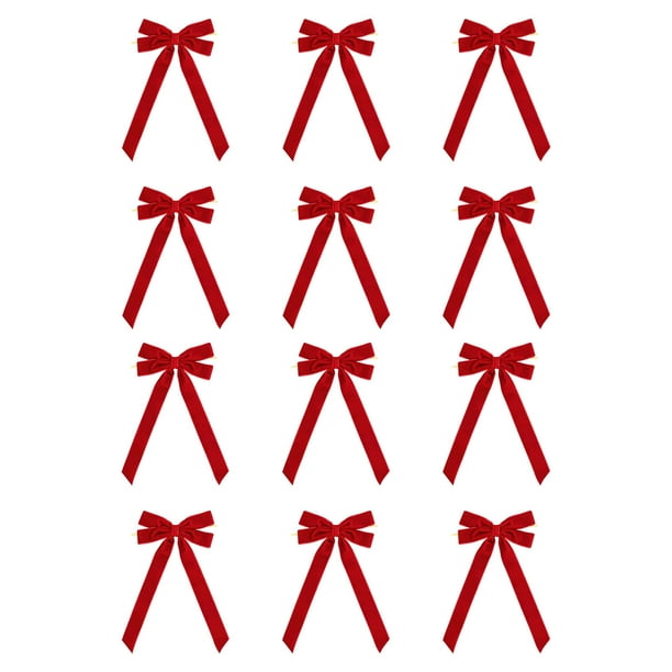 Adornos navideños, 12 lazos de terciopelo para coronas de árbol de Navidad, envoltorios de regalo, manualidades, bodas, fiestas, bolsas de aperitivos, bolsas de dulces, decoración del hogar.