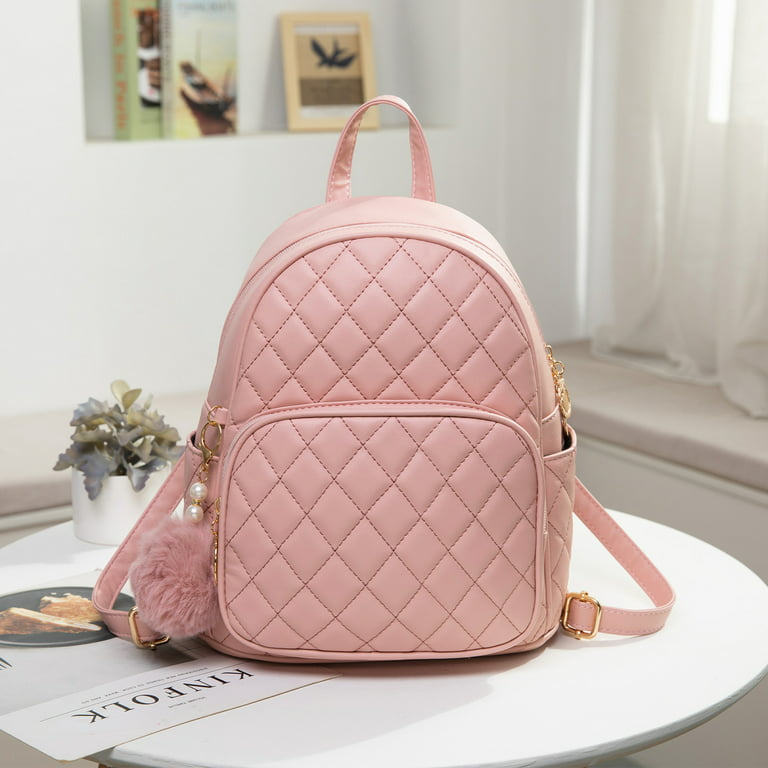 Cheruty Womens Mini Backpack Leather Small Backpack Purse for Teen Girl Travel Backpack for Womens Cute School Bookbags Ladies Satchel Bags Pink