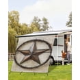 thumbnail image 4 of 4th of July RV Awning Sun Shade Screen 9'X7' Rustic Stars Mesh Sunscreen Vintage Wood Plank Awning Shade Screen with Zipper UV Blocker Completed Kits Outdoor Canopy for RV Motorhome Camper Travel, 4 of 7