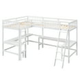 thumbnail image 6 of Newest Wood Twin Size L-Shaped Loft Bed with Ladder and 2 Built-in L-Shaped Desks, White, 6 of 10