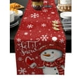 thumbnail image 2 of Snowman, Cotton Linen Small Table Runner 13 x 48 inch Red White Christmas Winter Snowflake Non-slip Rectangular Dining Table Decor for Wedding Party Holiday Dinner, 2 of 8