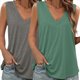 thumbnail image 2 of Paquete de 2 Camisetas Sin Mangas para Mujer, Blusas Informales Holgadas con Cuello en V para Vacaciones en la Playa. Gris y Verde S, 2 of 6