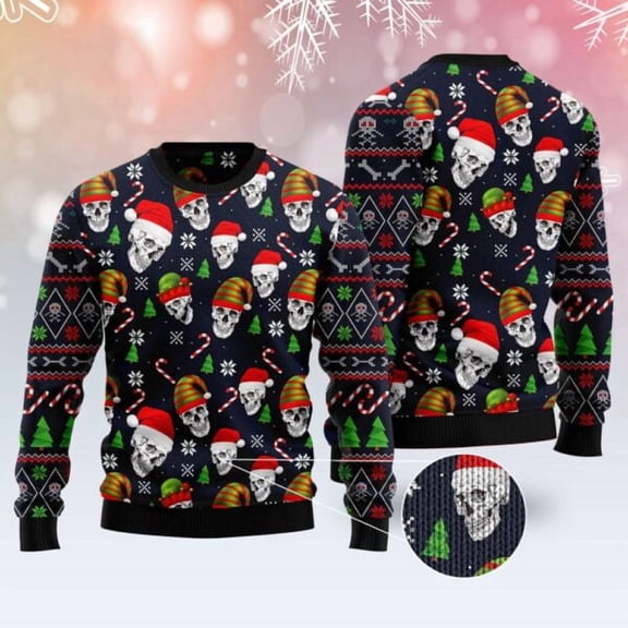 Skull Face 3D Christmas Sweater, Christmas Sweater, 3D Sweater, Funny Xmas Sweaters