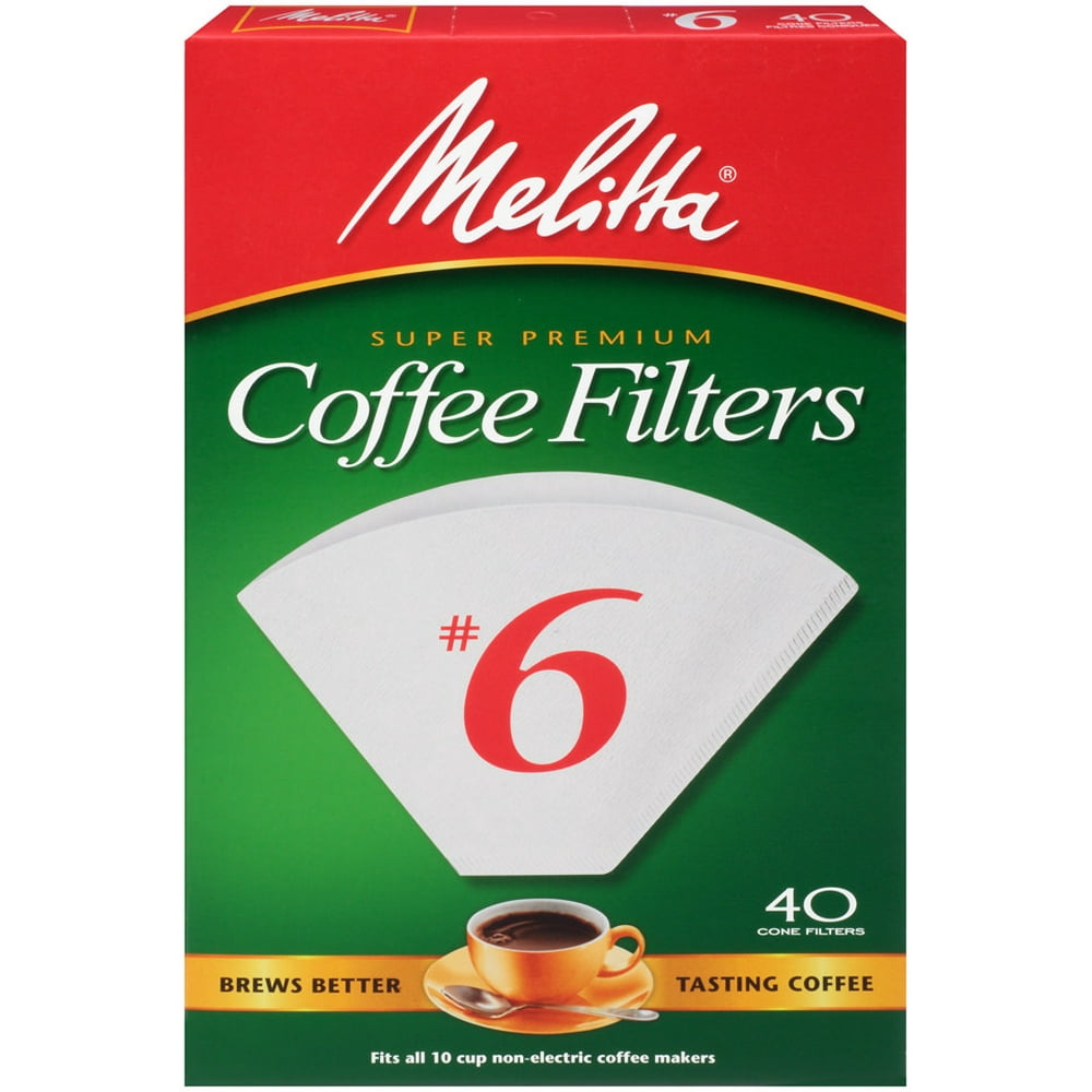 Melitta 6 White Cone Coffee Filter, 40 Ct