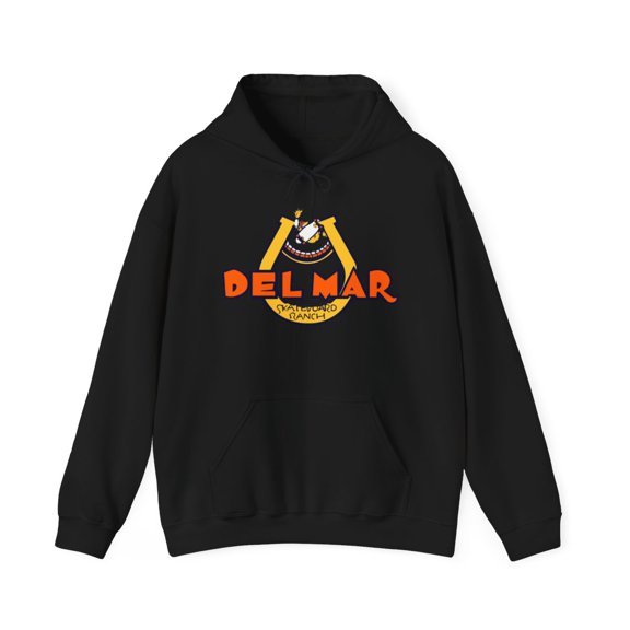 Del Mar Skateboard Ranch Vintage 80s Skateboarding Hoodie Design - L / Black
