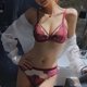 thumbnail image 5 of Conjunto de sujetador sin aro de encaje sexy para novia de boda roja con copa triangular francesa, 5 of 5