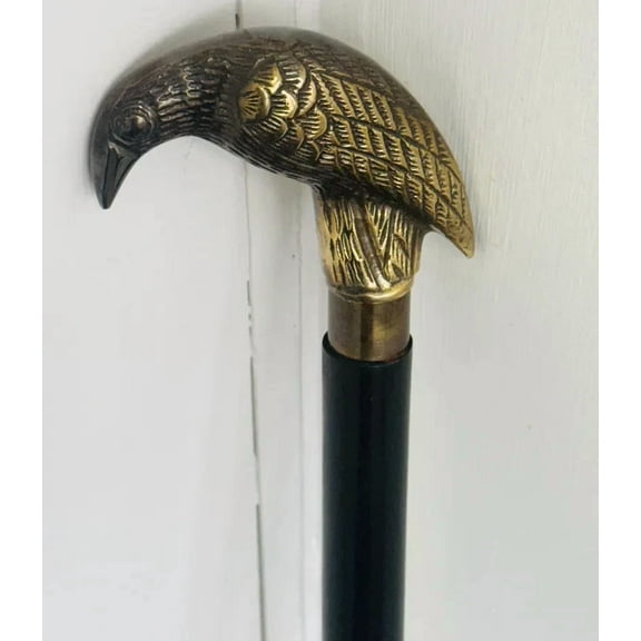 Global Antiques Oak Wood Derby Walking Cane- Stylish Antique Brass Handle - Elegant Walking Stick for Men and Women