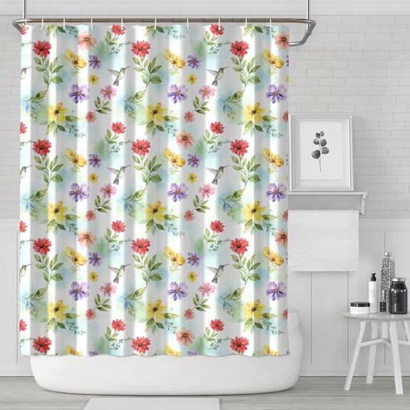 Pioneer Flower Floral Print Pattern Shower Curtain 84"x72", Bathroom Decorative Shower Curtain Set with 12 Hooks, Waterproof Washable