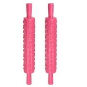 Pattern Embossed Rolling Pin PP 37cm x 5cm Star Heart, Pink, 2 Pieces