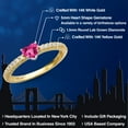 thumbnail image 2 of Gem Stone King 14K Two Tone Gold Pink Created Sapphire and Lab Grown Diamond Engagement Ring for Women | 0.76 Cttw | Heart Shape 5MM | Gemstone September Birthstone | Size 7, 2 of 6