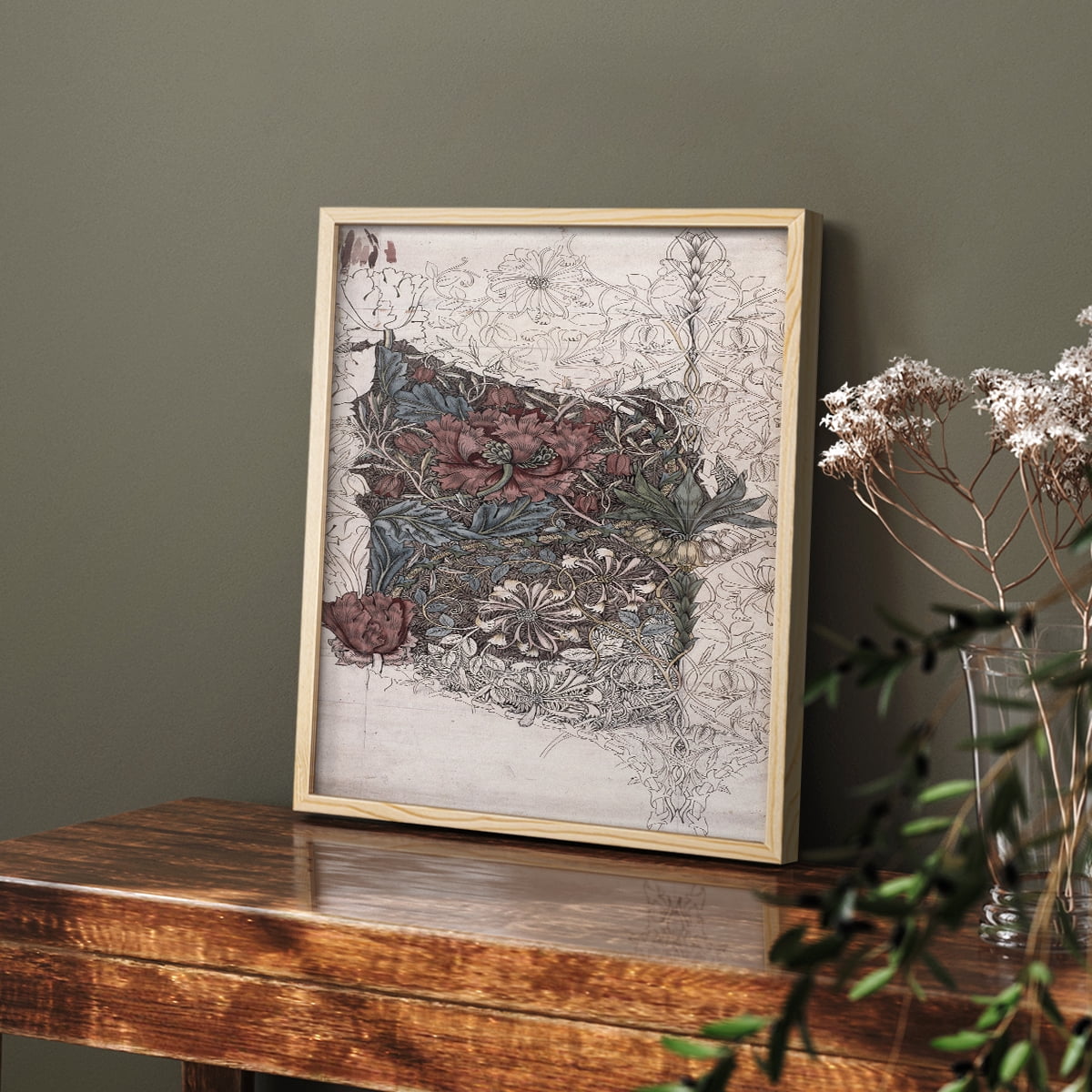 Vintage Abstract Print CXXXIV - 14in. x 11in. Vintage Framed Print in Natural Wood Frame