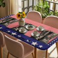 thumbnail image 3 of Independence Day Table Cloths for 5 Foot Rectangle Tables, Vintage Boots Red Vertical Striped US Flag Patio Waterproof Elastic Fitted Tablecloths, Washable Rectangular Table Cover for Camping, 3 of 8