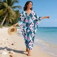 thumbnail image 3 of XYZCANDO Hibiscus Kaftan Dresses for Women V Neck Batwing Sleeves Swimsuit Coverup Oversized Beach Cover Ups Loungewear Maxi Dress Hawaiian Robe for Vacation & Outdoor, 3 of 7
