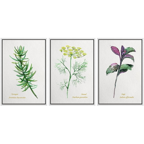 wall26 Framed Canvas Print Wall Art Set Vibrant Pastel Herbal Forest Flowers Nature Wilderness Illustrations Modern Art Bohemian Decorative Rustic for Living Room, Bedroom, Office - 16"x24"
