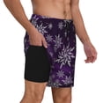 thumbnail image 3 of Haiem Snowflake Gradient Purple Men'S Quick-Dry Swim Trunks: Comfortable Beach Shorts With Mesh Lining And Pockets - Ideal For Swimming And Sunbathing 3x-Large, 3 of 9