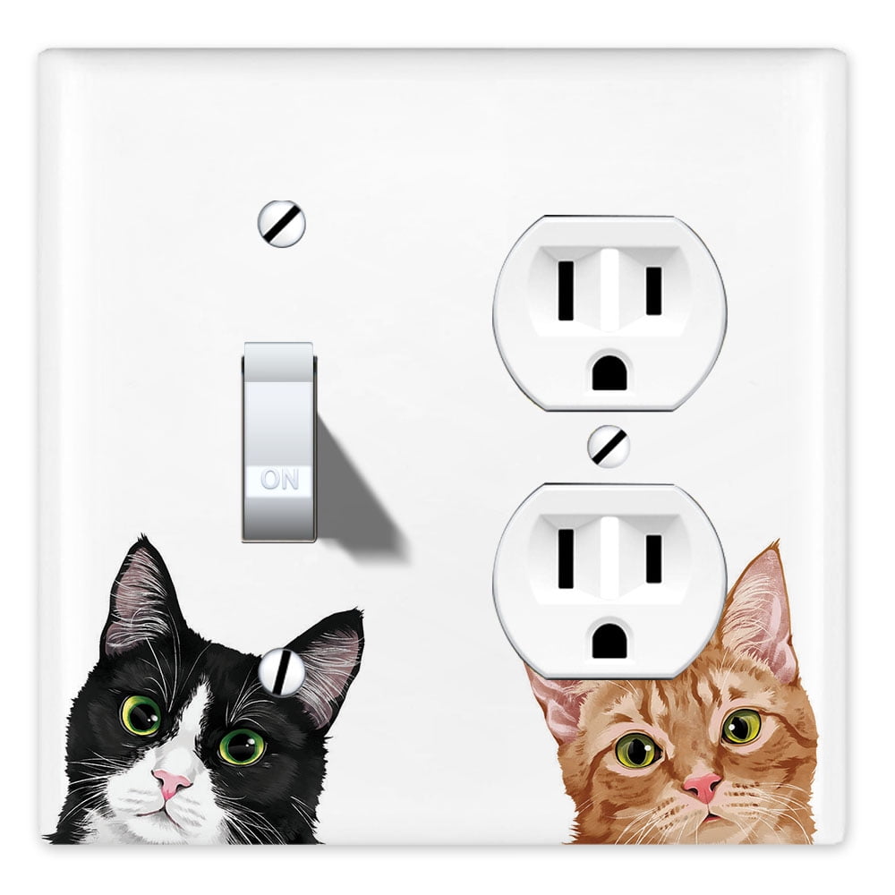 Wirester Double 1 Gang Toggle Light And 1 Gang Duplex Outlet Switch Plate Wall Plate Cover Animal Tuxedo Orange Tabby Cats Walmart Com Walmart Com