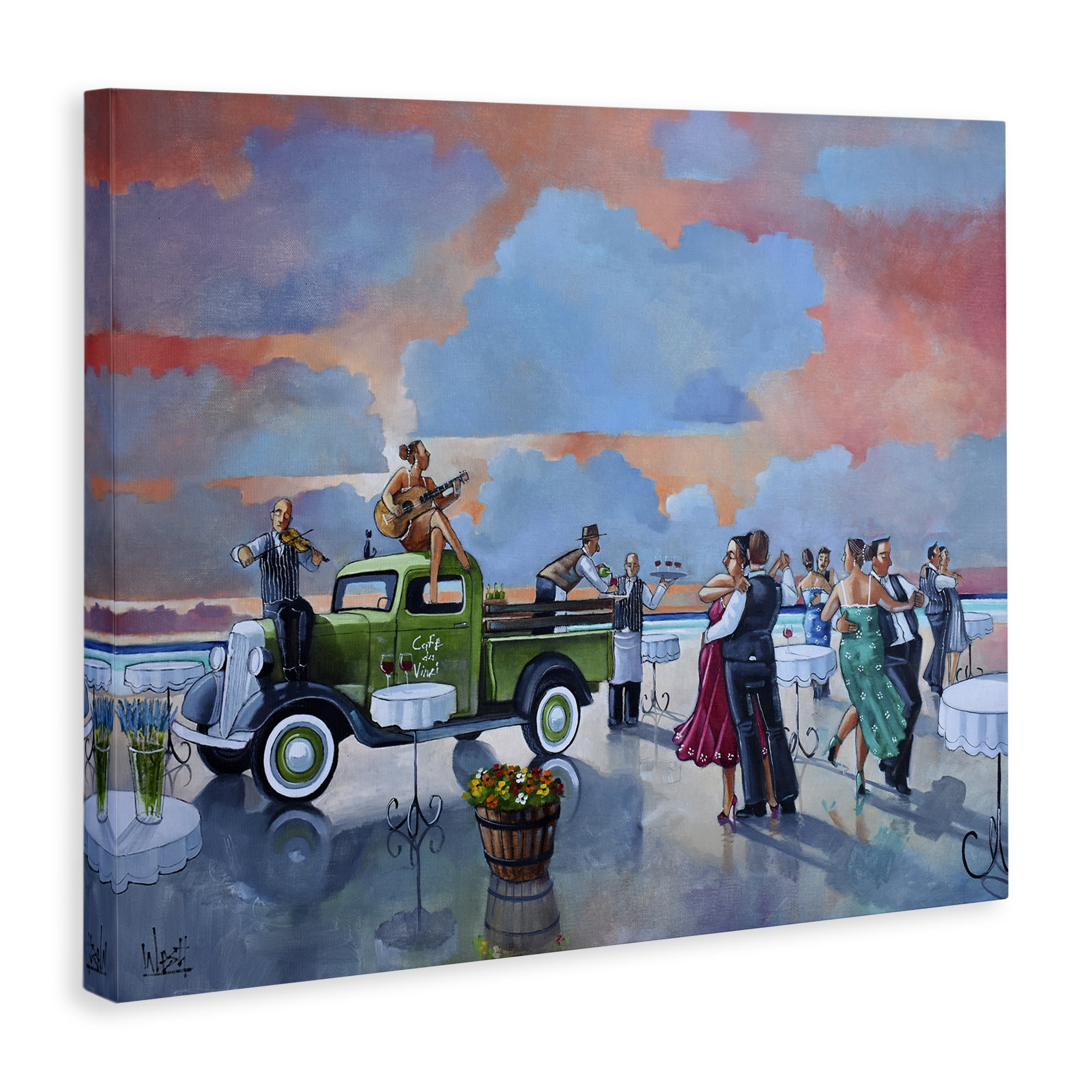 Stupell Industries Beach Ballroom Dance People Painting Wrapped Canvas Art Print Wall Art, 20 x 16