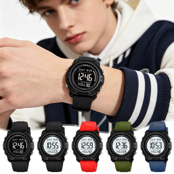 KOYPTL Watches for Men,Classic Square Digital Womens Watches Waterproof Led Light Alarm Chronograph Date Week Stopwatch Unisex Wrist Watch